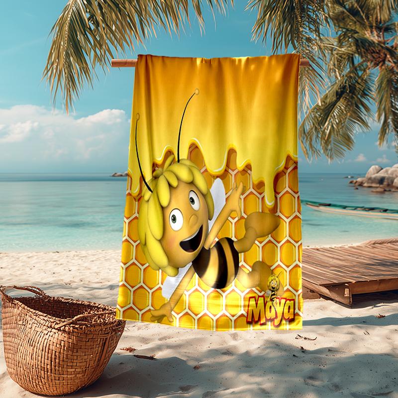 Ultra-Soft Beach Towel with Maya the bee Theme,Ideal for Pool - Camping, Diving - Perfect Travel Essential, Vibrant Beach Towel.