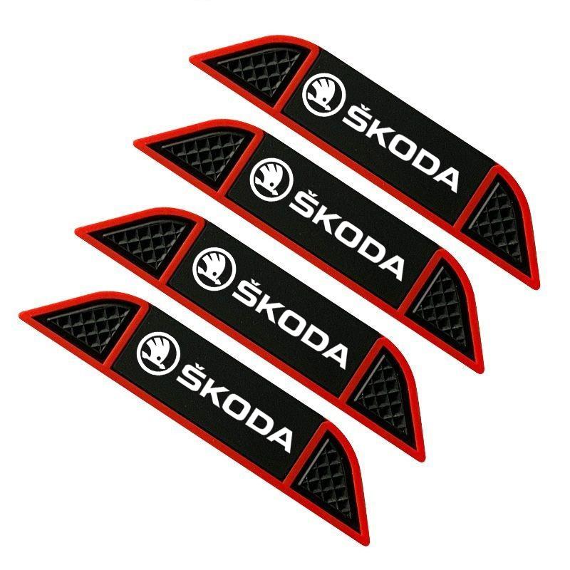 JKFB8 4Pcs Car Door Protector Guard Strip For Skoda Scratch Stickers For Skoda S Kodiaq Fabia Kamiq Karoq Octavia 3 A5 A7 Rapid Scala