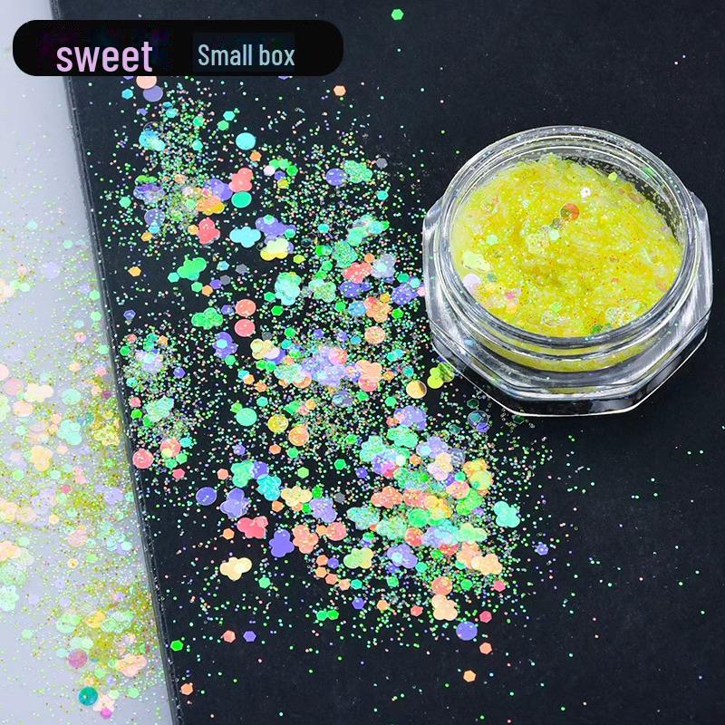 Dreamy Summer Glitter Mix: Hexagonal Sequins, Laser, and Fine Glitter In DIY Hemp Material.