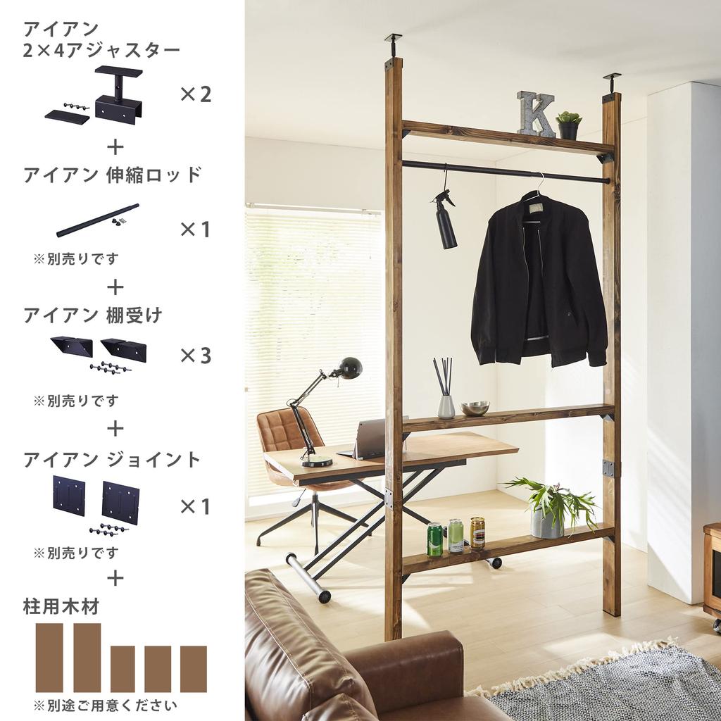 Heian Shindo Kogyo LABRICO DIY Комплектующие для хранения 2x4 Регулировочный элемент Железо Только для использования в помещении Черный IXK-1