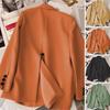 Women's Casual Long Sleeve Button Down Solid Color Lapel Cardigan Jacket Temperament Jacket