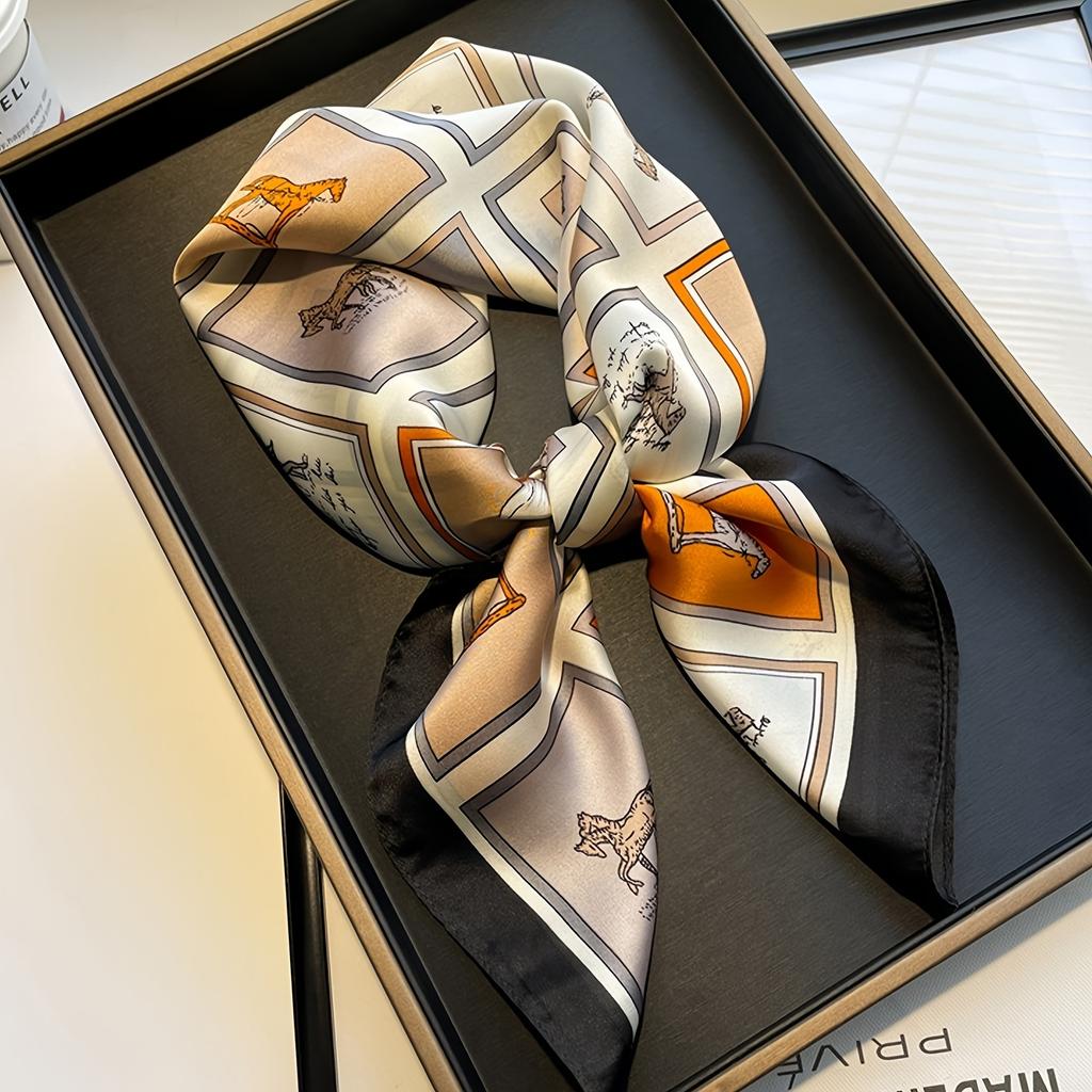 27,55-дюймовый квадратный шарф с принтом лошади, имитация шелкового шейного платка, стильный солнцезащитный платок для женщин