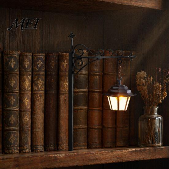 Cozy Bedroom Ambience Lamp Ghost Bookshelf Light, Decorative Retro Lantern for Library Decor, Warm LED Vintage Reading Light Book Lovers, Gothic