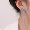 Серебряная Игла Алмазная Любовь Серьги с Бахромой Женские, Модные Легкая Роскошь Худые Длинные Серьги для Лица Серьги