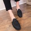 Men Fashion Slippers Men One Step Casual Comfortable Half Dragged Small Leather Shoes Men Outdoor Business Slippers Size 38-44