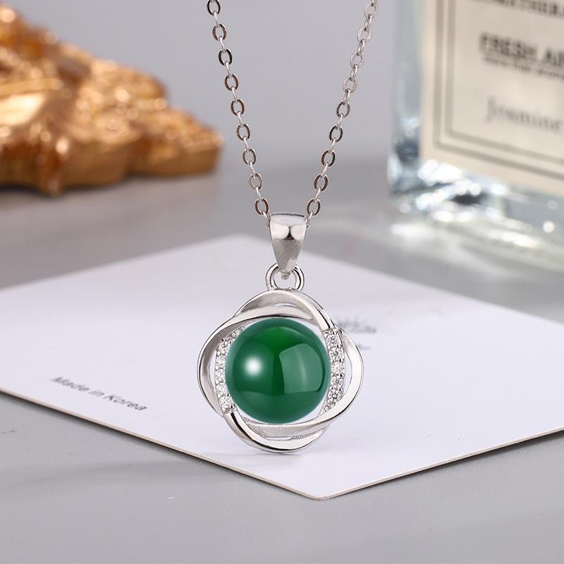 Этническое колье с подвеской из циркона и зеленого агата с желтым, красным, белым халцедоном для женщин