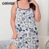 Plus Size Nightgown Women's Summer Butterfly Printed Sexy Halter Nightgown Homewear
