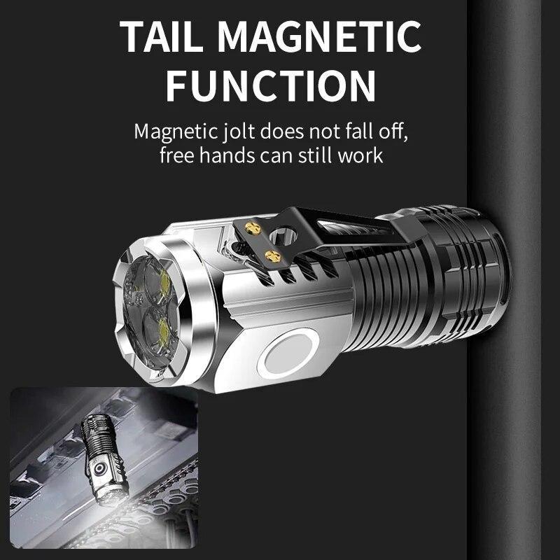 Mini 3LED Flashlight With Pen Clip,Night Walking,Portable Brightness,Rechargeable Waterproof Emergency Spotlight Outdoor Torch