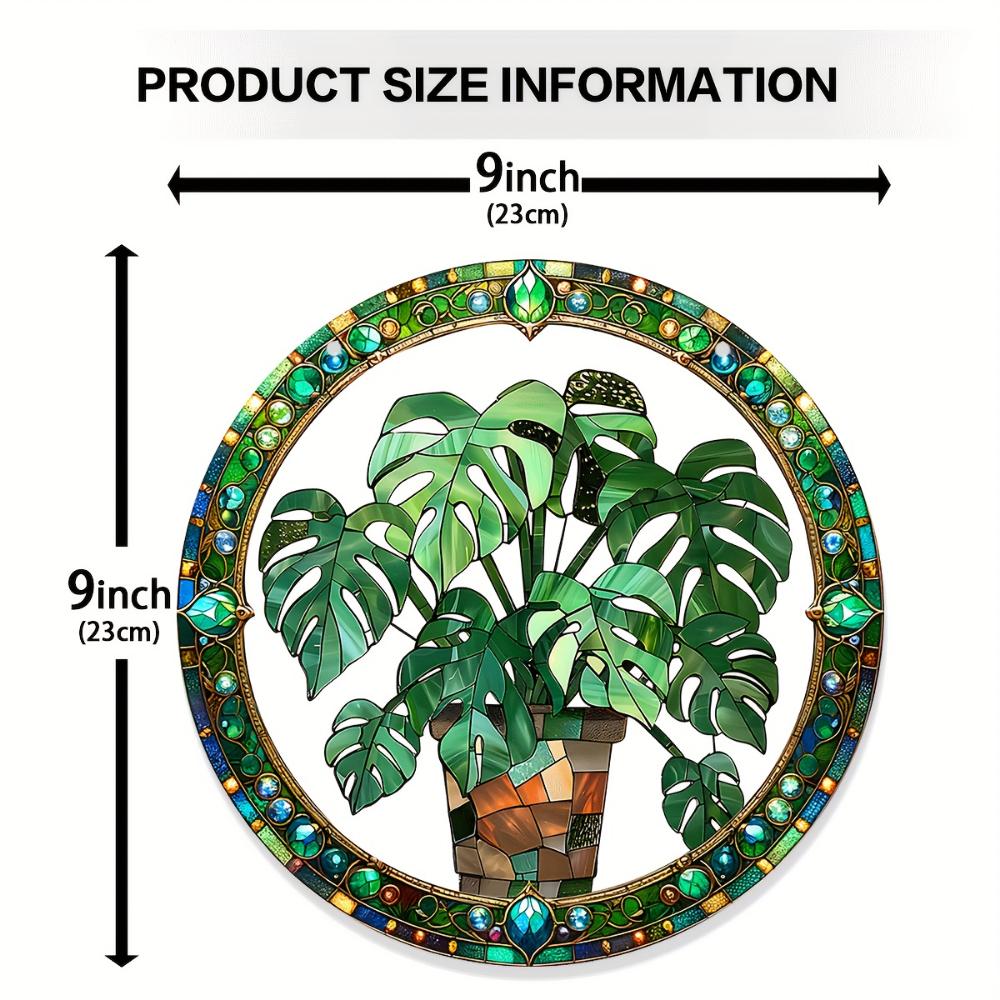 2D плоский кристалл зеленый лист ловца солнца сад экзотические джунгли тропическое украшение подвеска на окно стену, зеленое натуральное украшение, украшение для праздничной вечеринки