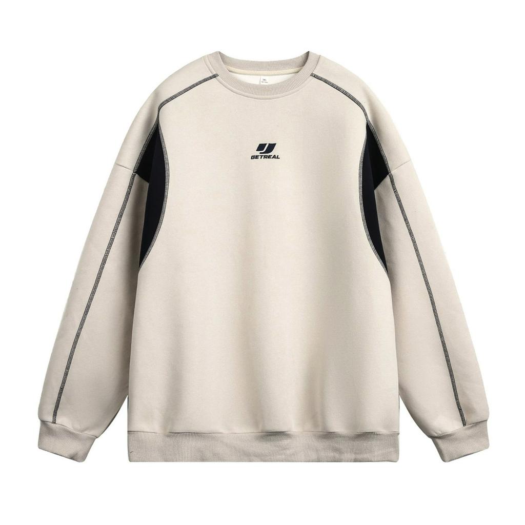 Мужской осенний модный свитер с круглым вырезом, силуэтом и вышивкой букв с тяжелой текстурой, брендовый пуловер-куртка с контрастной цветной строчкой