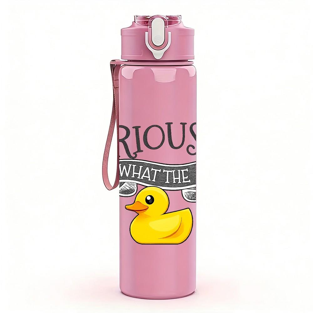 1PC Seriously Duck Funny Slogan Print 750ml Color Plastic Sports Water Bottle Leakproof Flip Straw Lid Suitable for Sports Office Home Use