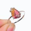 Natural Watermelon Tourmaline Gemstone 925 Sterling Silver Prong Ring Size 6 US