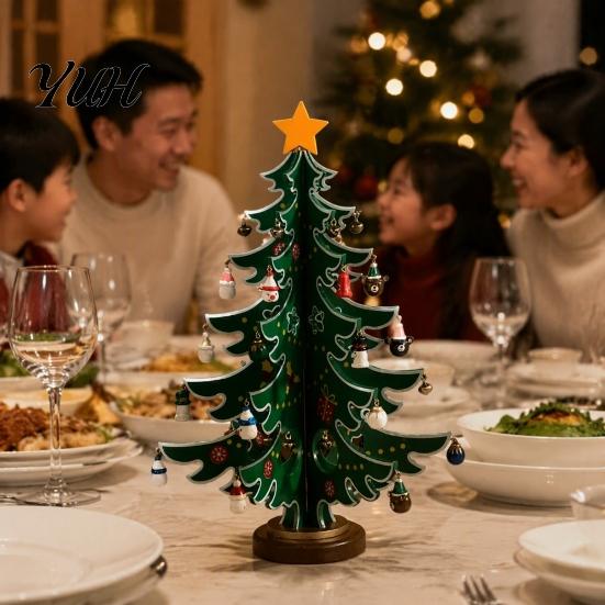 Advent Calendar with Hanging Pendants Wooden Christmas Tree 2026, 24-Day Tabletop Xmas Eve Box Ornaments Countdown for Holiday Party Supplies,