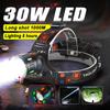 Мощный светодиодный налобный фонарь 30 Вт, супер яркий, дальний свет 1000 м, перезаряжаемый светодиодный фонарь с флуоресцентной лампой для рыбалки