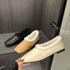 Fashion Round Toe Women Flats Loafers Casual Dress Shoes Black Beige Yellow Autumn Winter Fur Sole Casual Party Flats Slides Mules 35-39