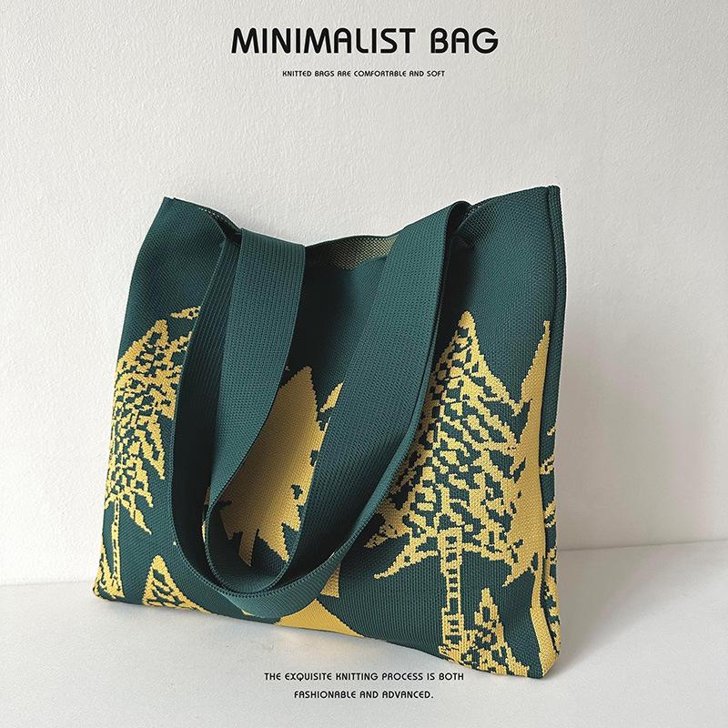 Рождественская елка Вязаная сумка большой емкости Женская мода Сто любителей леса Уличная креативная сумка через плечо высокого уровня внешнего вида