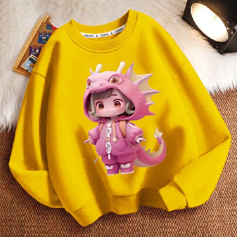 Милые толстовки с круглым вырезом и капюшоном с динозаврами для детей, модные толстовки с длинными рукавами для мальчиков и девочек на весну и осень