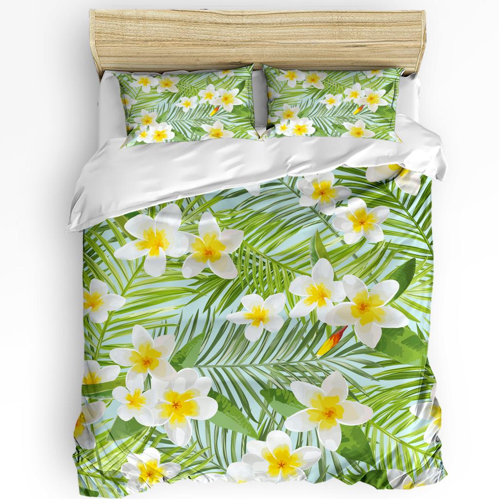 Green Parrot Animal Tropical Plant Flower 3Pcs Bedding Set For Double Bed Home Textile Duvet Cover Quilt Cover Pillowcase