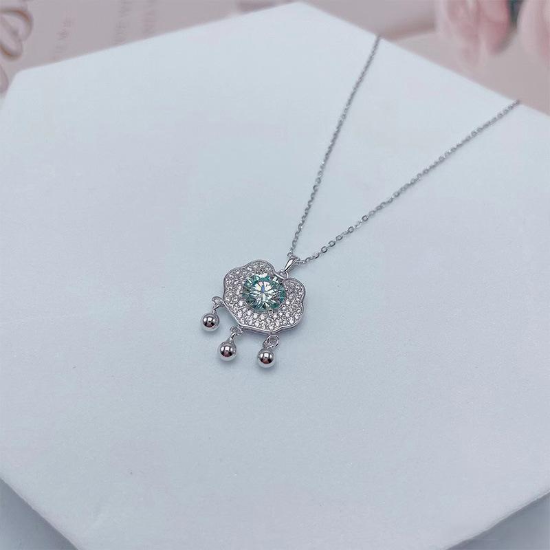 Серебряное ожерелье S925 с замком безопасности и кисточками, серебряные бусины, ключица, женское, легкое, роскошное, высокого качества, в китайском стиле