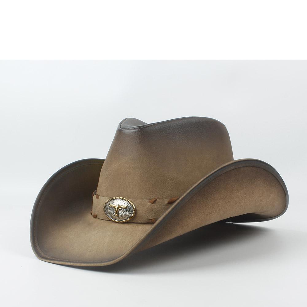 100% кожаная мужская ковбойская шляпа в стиле вестерн для джентльмена, папы, джаз-сомбреро, хомбре, размер 58-59 см, 36 стиль