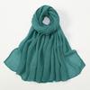 Big Size Pleated Shimmer Cotton Hijab Scarf For Women Muslim Long Shawls Solid Headscarf Wraps Islamic Headband Turban 180*90cm