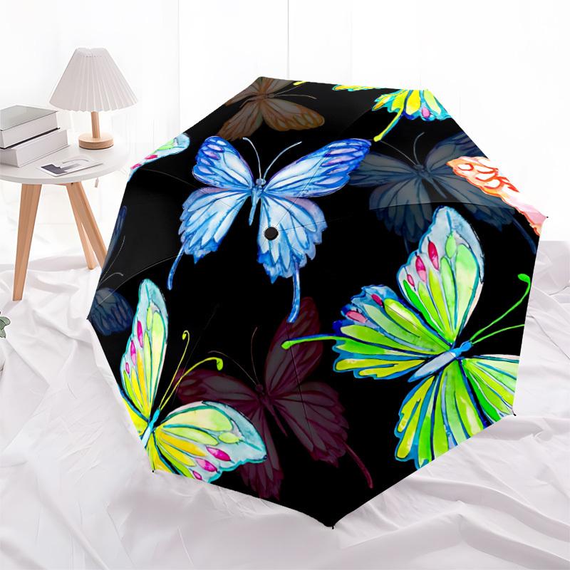 1pc Butterfly Print Automatic Open/Close Umbrella with Windproof, 8-Rib Sturdy Canopy, Durable Ribs, Ideal for Gifts yy251117058