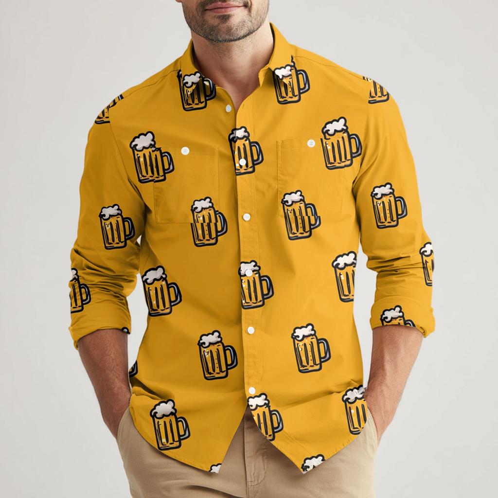 Мужская свободная классическая рубашка с лацканами и несколькими карманами, промышленная рабочая рубашка-топ