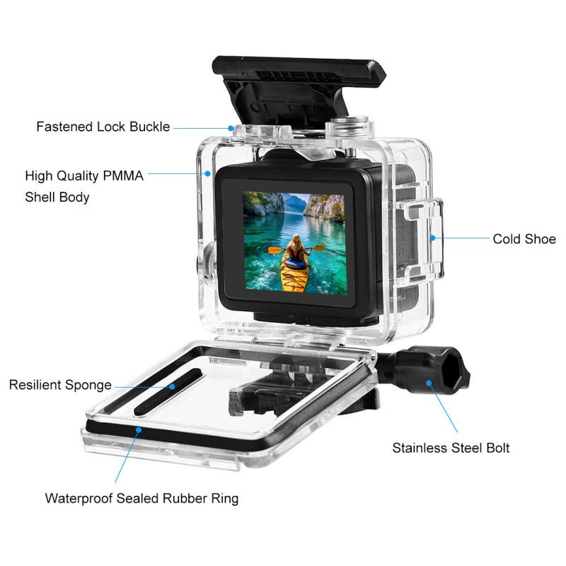 Fat Cow Водонепроницаемый чехол для спортивной камеры GoPro HERO 4K - Защита для дайвинга до 60 м, Высокая прозрачность