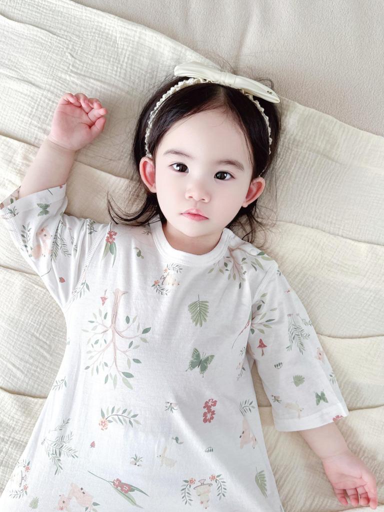 Летний хлопковый комбинезон с семью рукавами для новорожденных - Милый, легкий, надеваемый через голову
