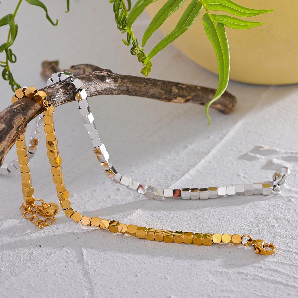 Eetit Полированные квадратные бусины ручной работы из нержавеющей стали, стильный браслет, высокое качество, модные водонепроницаемые ювелирные изделия, бренд Bijoux