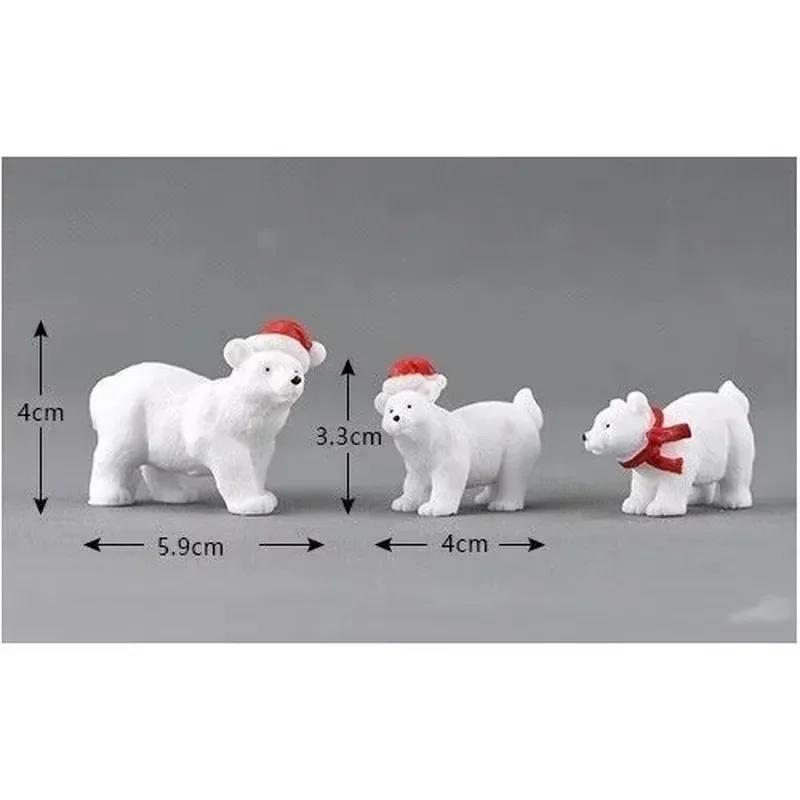 1/3pcs Miniature Christmas Polar Bear Figurines Garden Micro Snow Landscape DIY Accessories Home Decoration Desk Decoration
