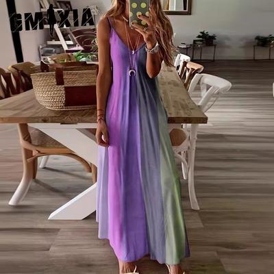 Летняя женская юбка, облегающая, ослепительная, с градиентным принтом, платья-халтер