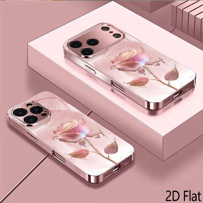 RisRose 2DПлоская Для iPhone17 18 16 15 14 13 12 11 Pro Max XS XR 8 7Plus Чехол для телефона Ударопрочный Защитная задняя крышка