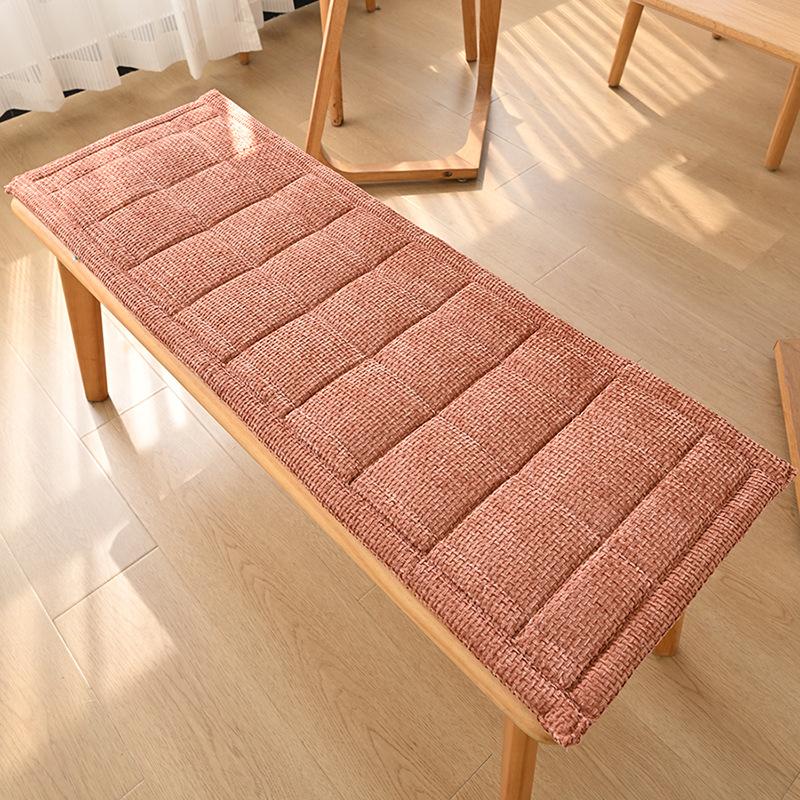 Chenille Grid Quilted Chair Cushion Breathable Fabric All-in-one Seat Pad 4 Season Tie-on Non-slip Mat Restaurant Study Chair