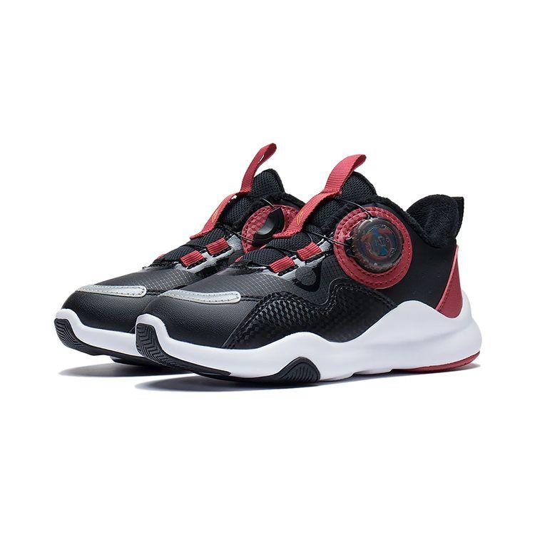 Li Ning Kids Yulei Comfortable Non-Slip Shock Absorbing Wear-Resistant Casual Shoes Kids Casual Shoes Black Red YKNS098-27