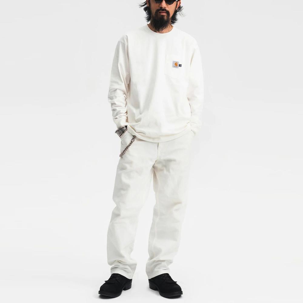 Carhartt WIP X DOE Коллаборация Осень/Зима 24 Лонгслив с карманом Унисекс Топы Белый A242050D6XX-03