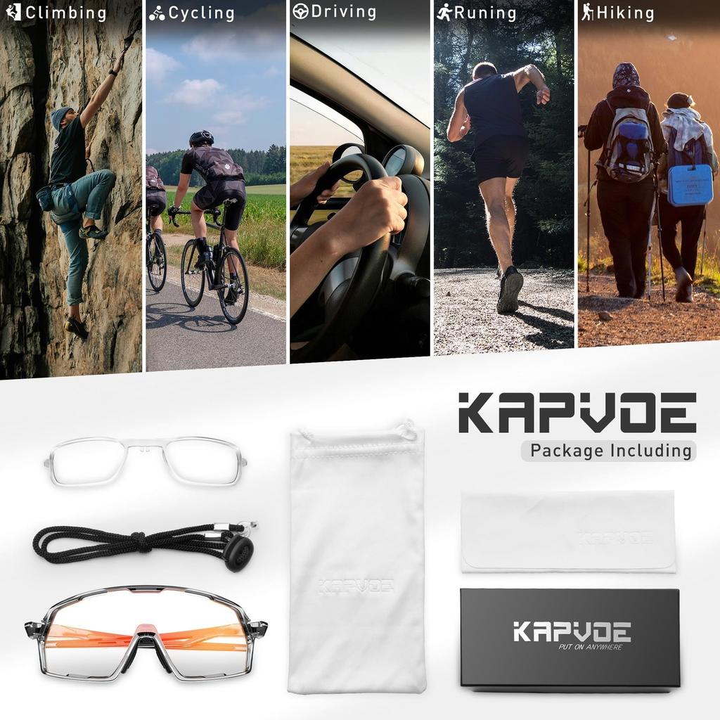KAPVOE Polarized Sports Sunglasses, Ultra-Lightweight TR90 Frame, Blocks Over 99% of UV400 UV Rays, Impact-Resistant, Anti-Fog Lenses, for Men and