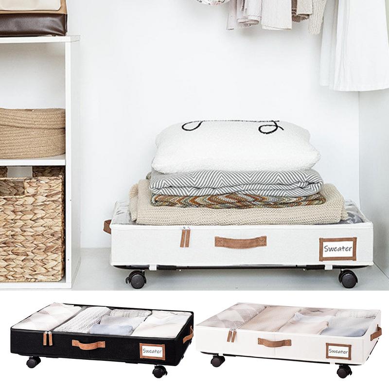Большая корзина для хранения под кроватью на колесике Подходит для игрушек одежды книг мелочей коробка для хранения с прозрачной крышкой Органайзер для комнаты в общежитии