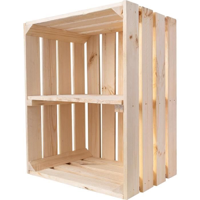 Креативный Деко Ящик из Натурального Дерева с Полкой - 50x40x30 см - Ящик для Хранения - Деревянный Ящик для Хранения - Ящик для Вин