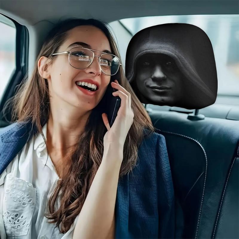 2 шт. Автоаксессуары Темная Эстетика Загадочный Портрет Печать Чехлы на Подголовник Автомобиля С Эластичными Крючками для Подголовника