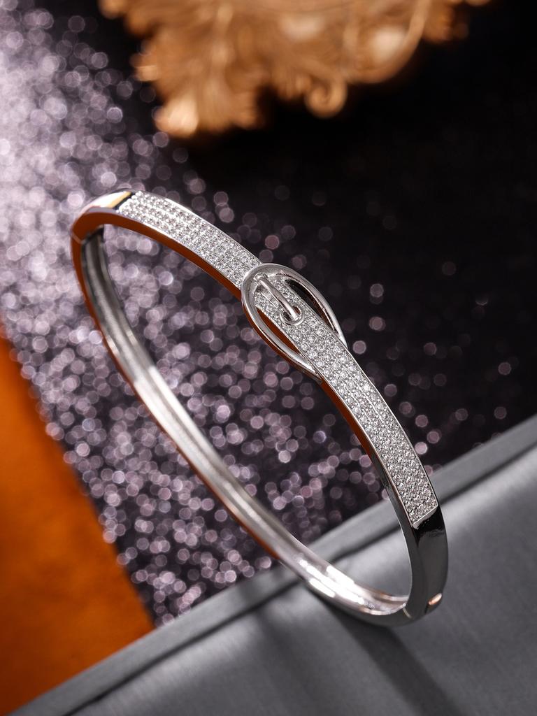 Европейская и американская мода, простой и высококлассный, блестящий браслет с электрической инкрустацией цирконами для женщин