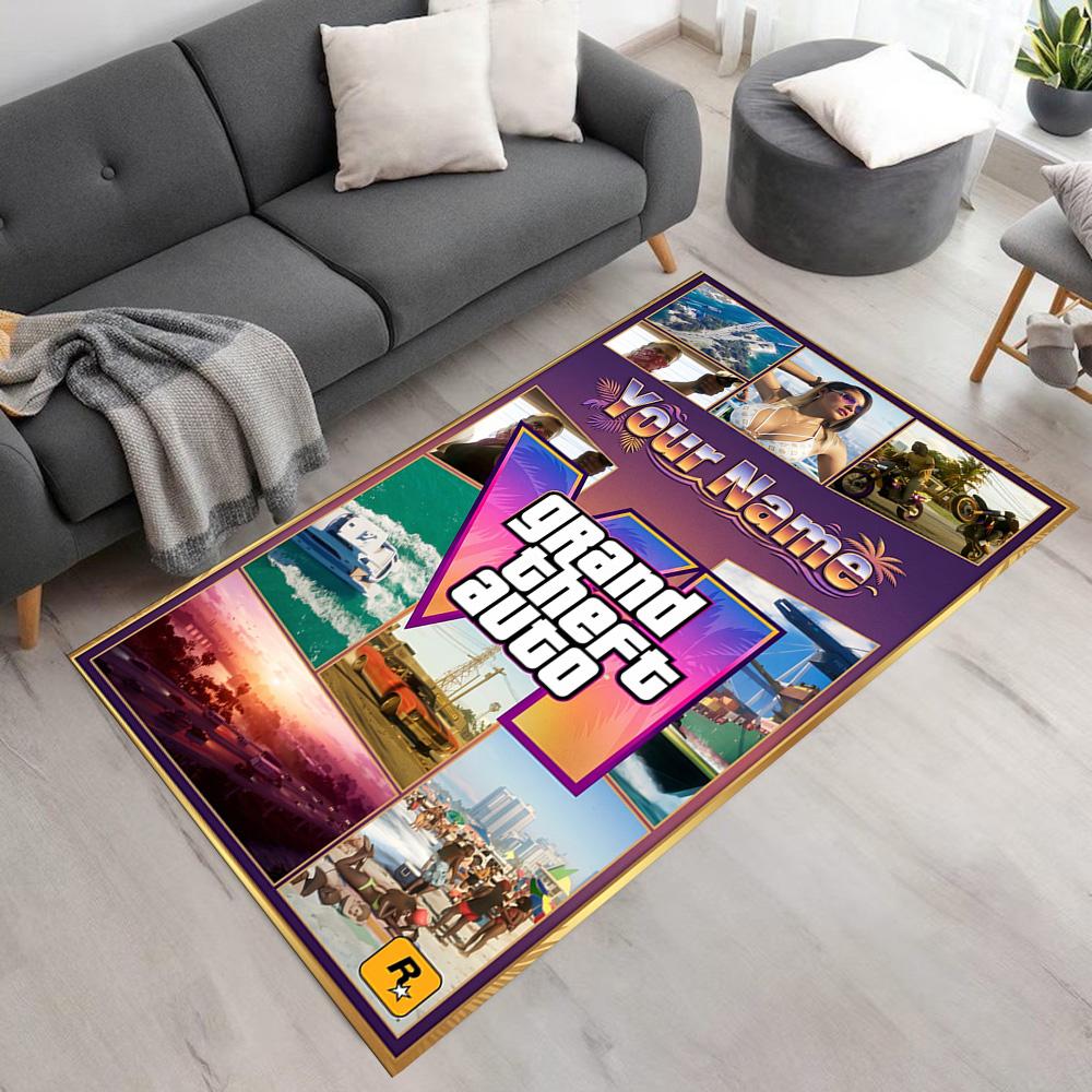 Grand Theft Auto Customizable Name Area Rug Suitable for Kitchen Game Room Entryway Playrooms Antislip Carpet Office home decor Wedding Party Gift