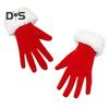 1 Pair Winter Christmas Gloves Thick Plush Trim Anti-slip Elastic Keep Warm Windproof Santa Claus Cosplay Performance Prop