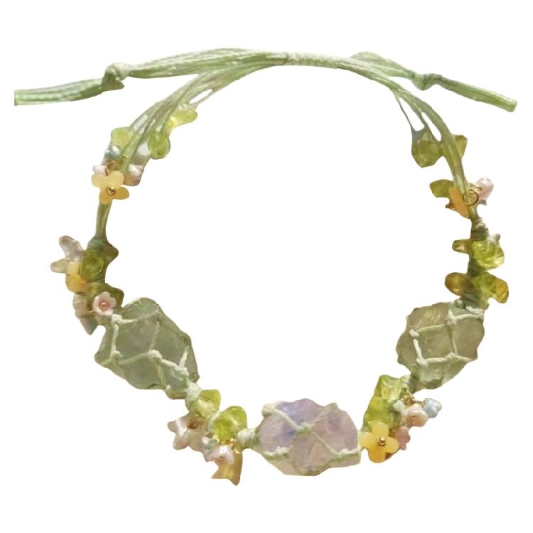 Браслет из необработанных камней, ручная работа, энергетическая сетка с белыми драгоценными камнями, модный, персонализируемый аксессуар для всех случаев