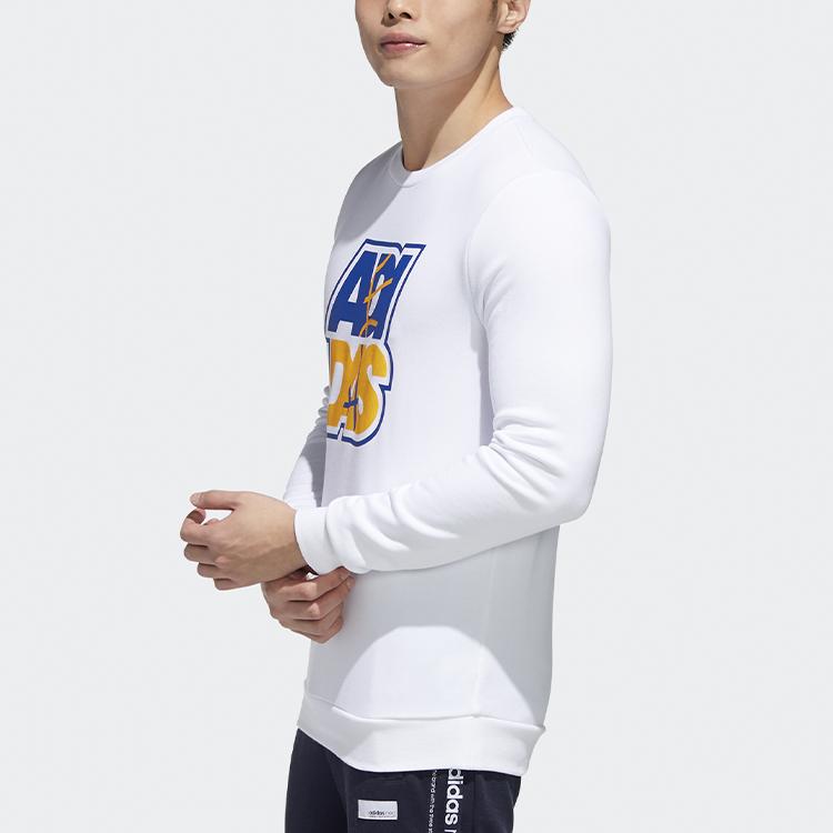 adidas Neo Fav Sw Print Спортивный пуловер Мужская толстовка Белый GP5886