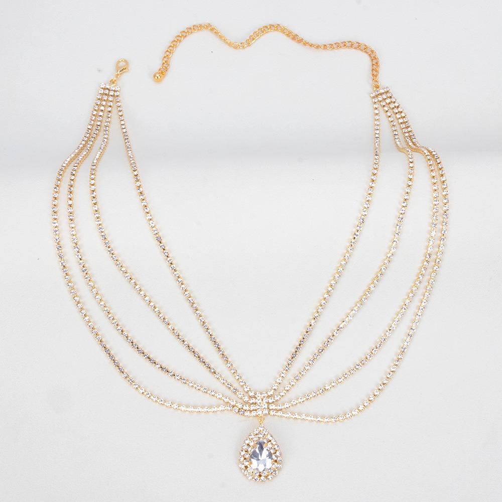 Головной убор Стразовая цепочка на голову Капля воды Бохо повязка на голову Роскошная цепочка на лоб Вечеринка