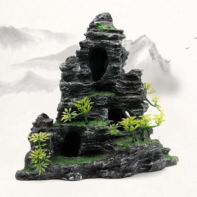Украшение для аквариума Смола Аквариумная горка Горное украшение Искусственная скала Пещера Камень Симуляция Креативный горный камень