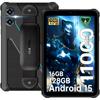 OUKITEL RT3 Plus Waterproof Android 15 Tablet with 16GB 128GB ROM 11000mAh and Shockproof Tablet PC with MediaTek HD Face Dual Bluetooth and GPS RAM,