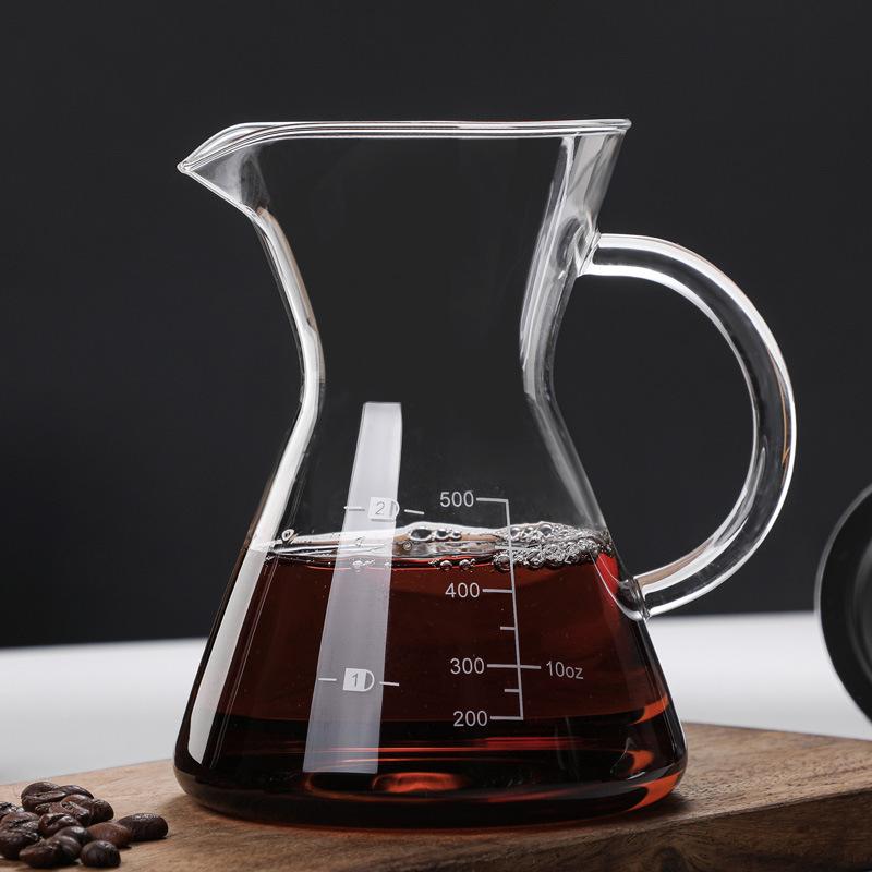Кофейник ручной заварки, полукруглый пузатый чайник для совместного использования, утолщенное термостойкое стекло с мерной кофейной капельницей