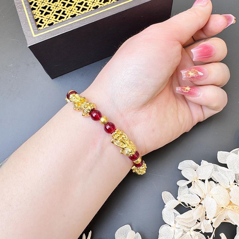 Браслет Пиксю из древнего золотого песка в китайском стиле, благоприятный, ретро, властный, ювелирное изделие Жуи, аксессуары для браслета